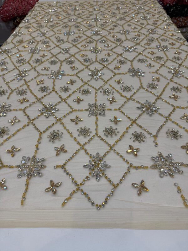 Luxury Embellished Lace Fabric –Embellished Fabric Collection FSL-LEF-FEB-229(4 yards) - Image 4