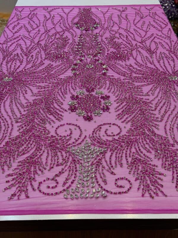 Luxury Embellished Lace Fabric –Embellished Fabric Collection FSL-LEF-FEB-232(4 yards) - Image 6