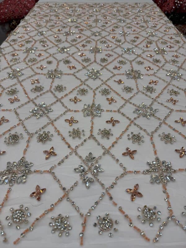 Luxury Embellished Lace Fabric –Embellished Fabric Collection FSL-LEF-FEB-229(4 yards) - Image 9