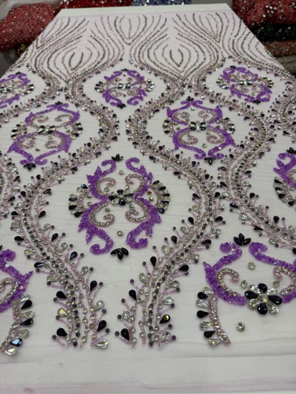 Luxury Embellished Lace Fabric –Embellished Fabric Collection FSL-LEF-FEB-230(4 yards) - Image 8