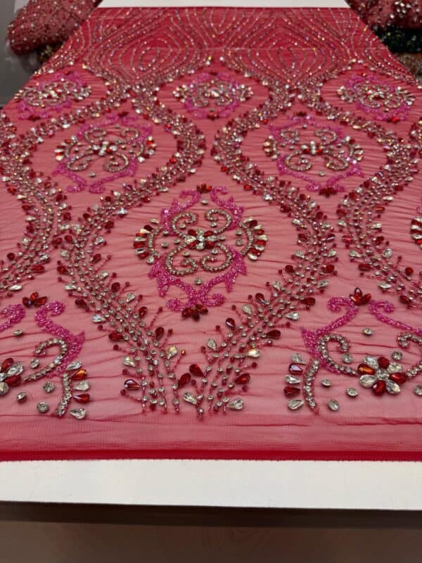 Luxury Embellished Lace Fabric –Embellished Fabric Collection FSL-LEF-FEB-230(4 yards) - Image 7