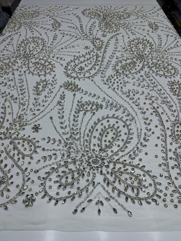 Luxury Embellished Lace Fabric –Embellished Fabric Collection FSL-LEF-FEB-249(4 yards) - Image 4