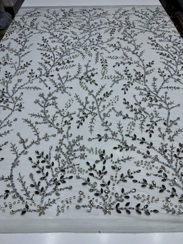 Luxury Embellished Lace Fabric –Embellished Fabric Collection FSL-LEF-FEB-250(4 yards) - Image 4