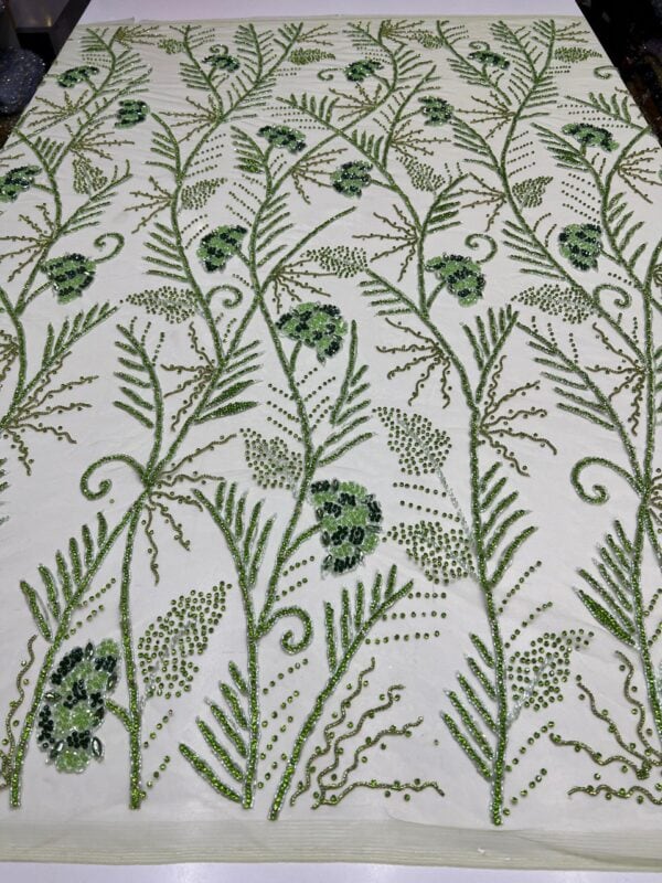 Luxury Embellished Lace Fabric –Embellished Fabric Collection FSL-LEF-FEB-252(4 yards) - Image 5