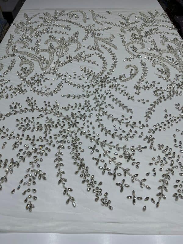 hand-embellished luxury mesh fabric