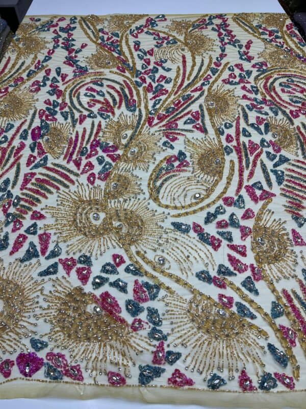 Luxury Embellished Lace Fabric –Embellished Fabric Collection FSL-LEF-FEB-308(4 yards) - Image 3