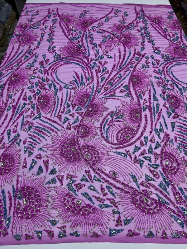 Luxury Embellished Lace Fabric –Embellished Fabric Collection FSL-LEF-FEB-311(4 yards) - Image 4