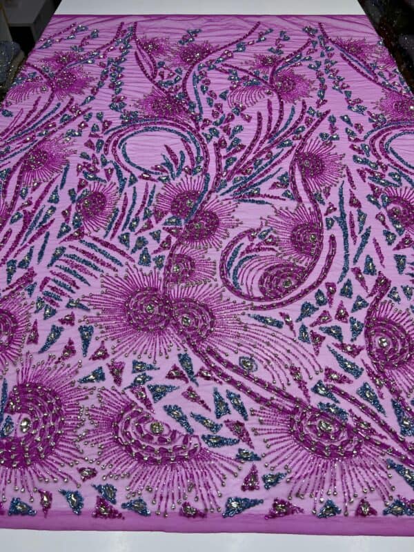 Luxury Embellished Lace Fabric –Embellished Fabric Collection FSL-LEF-FEB-308(4 yards) - Image 4