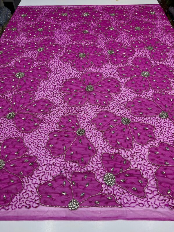 Luxury Embellished Lace Fabric –Embellished Fabric Collection FSL-LEF-FEB-300(4 yards) - Image 6