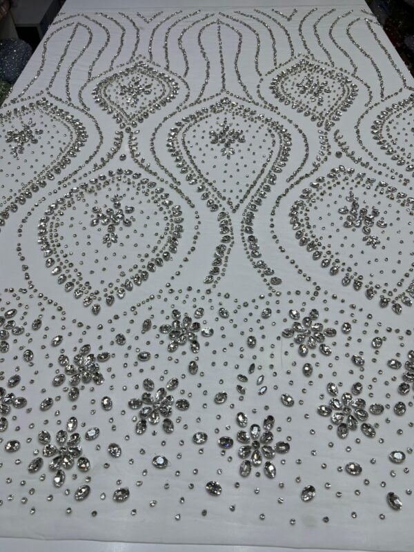 Luxury Embellished Lace Fabric –Embellished Fabric Collection FSL-LEF-FEB-302(4 yards) - Image 7