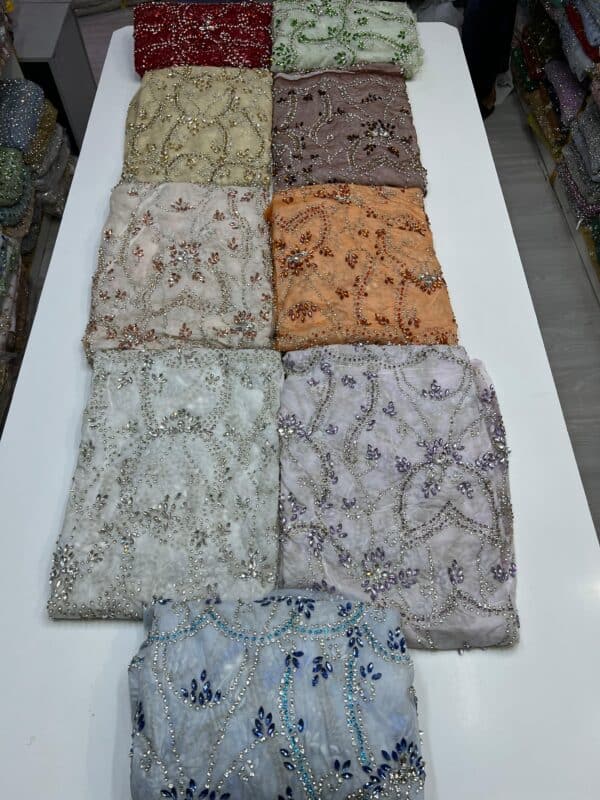 Luxury Embellished Lace Fabric –Embellished Fabric Collection FSL-LEF-FEB-303(4 yards) - Image 7