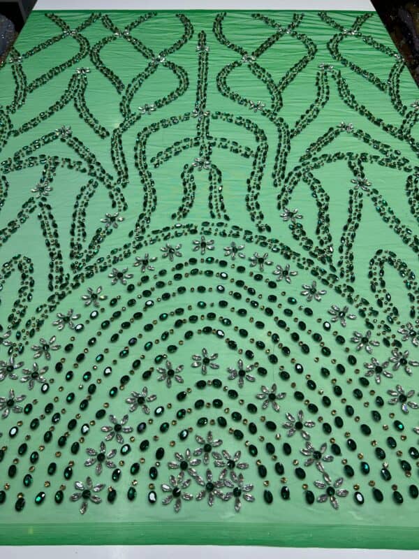 hand-beaded tulle