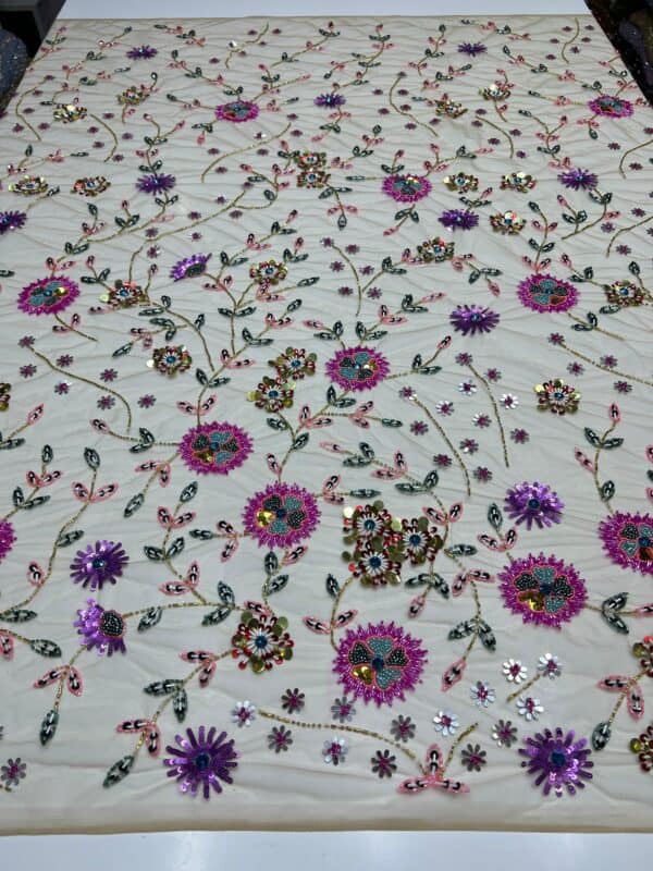 BEADWORK FLORAL MESH