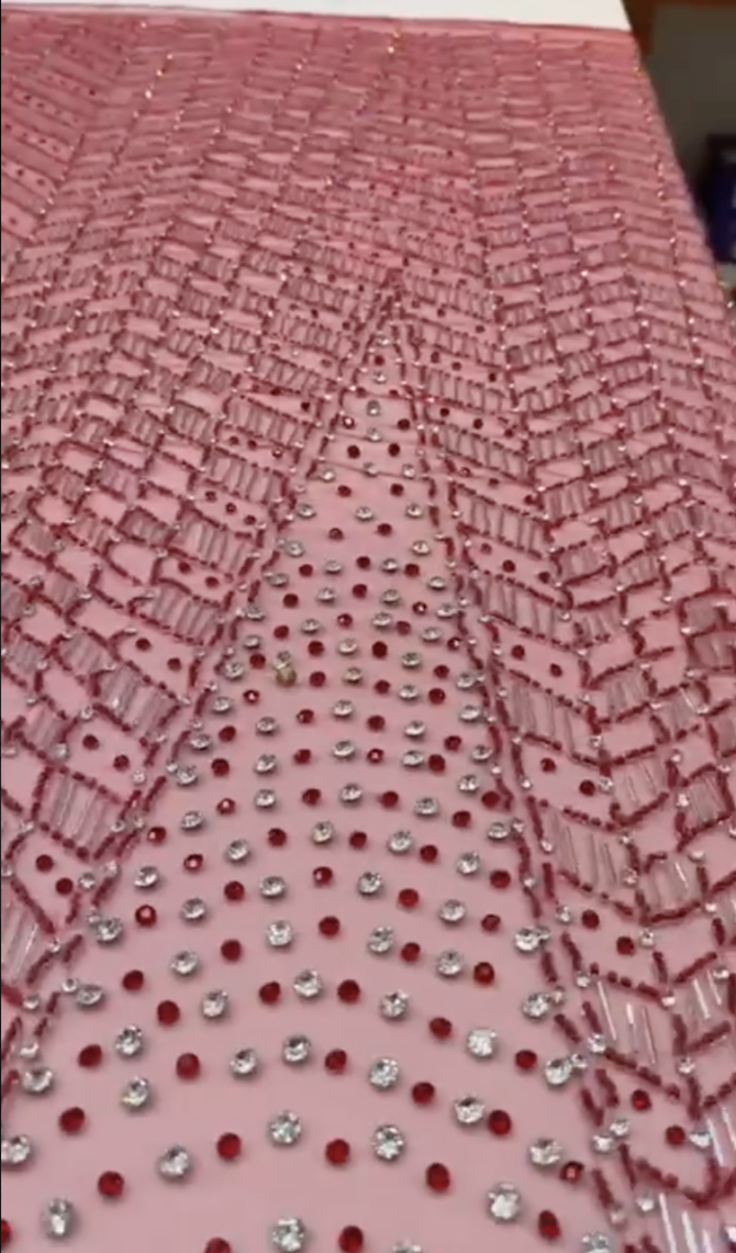 Luxury Embellished Lace Fabric –Embellished Fabric Collection FSL-LEF-FEB-469(4 yards)