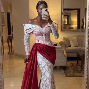 white embellished lace fabric